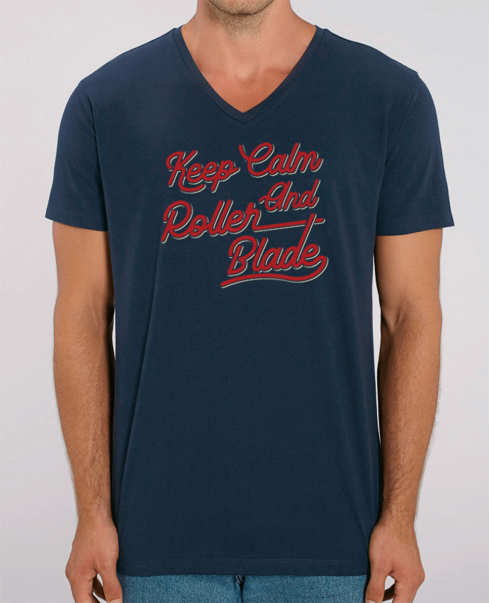 Men V-Neck T-shirt Stanley Presenter Keep calm and rollerblade by Original t-shirt