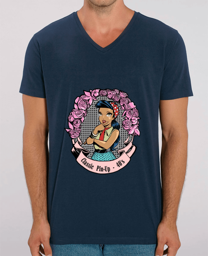 Men V-Neck T-shirt Stanley Presenter Pin-Up Classic by Tomi Ax - tomiax.fr