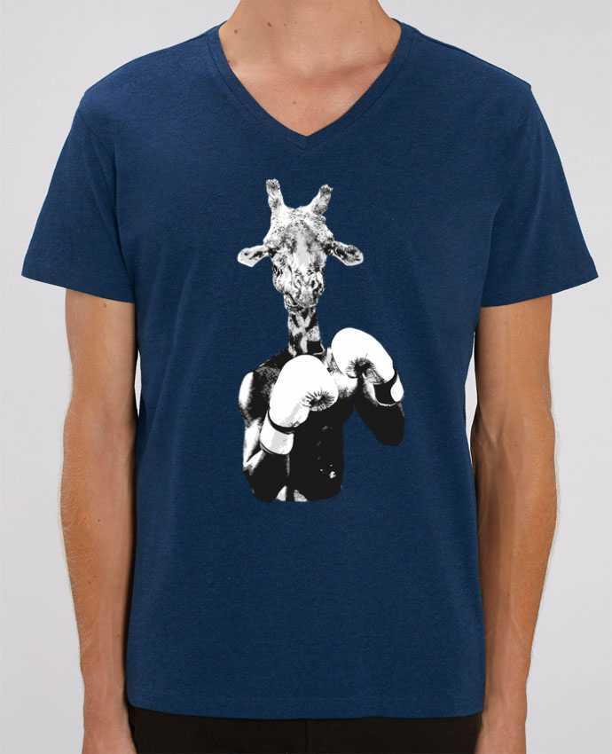 Tee Shirt Homme Col V Stanley PRESENTER Girafe boxe by justsayin