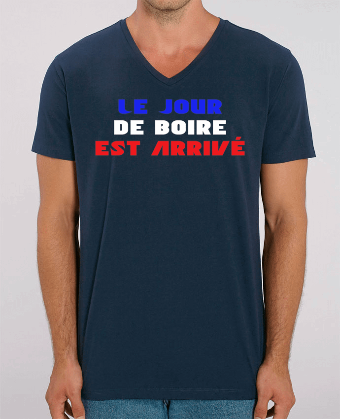 Men V-Neck T-shirt Stanley Presenter Le jour de boire est arrivé by tunetoo