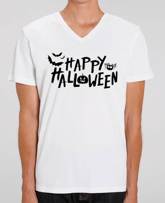 Tee Shirt Homme Col V Stanley PRESENTER Happy Halloween by tunetoo