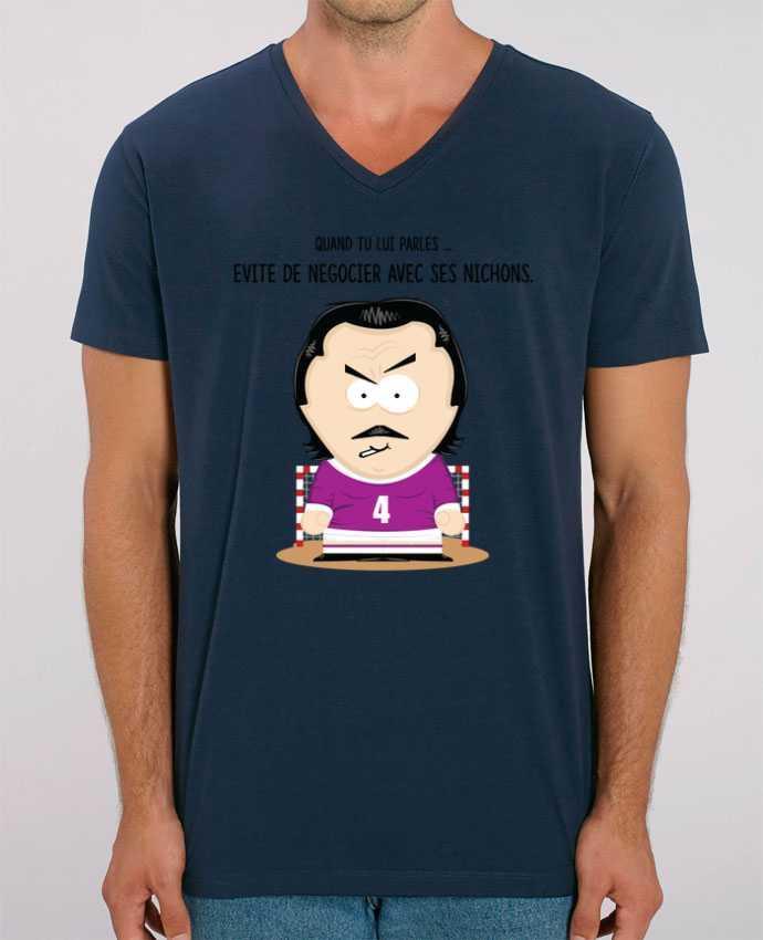 Men V-Neck T-shirt Stanley Presenter Jean Claude Dikkenek by PTIT MYTHO