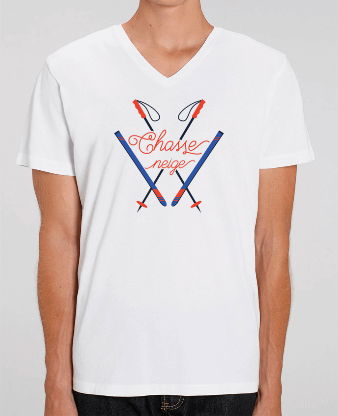 Men V-Neck T-shirt Stanley Presenter Chasse neige - design ski by tunetoo