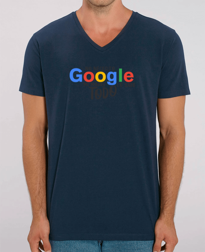 Tee Shirt Homme Col V Stanley PRESENTER Google - Mi madre lo sabe todo by tunetoo