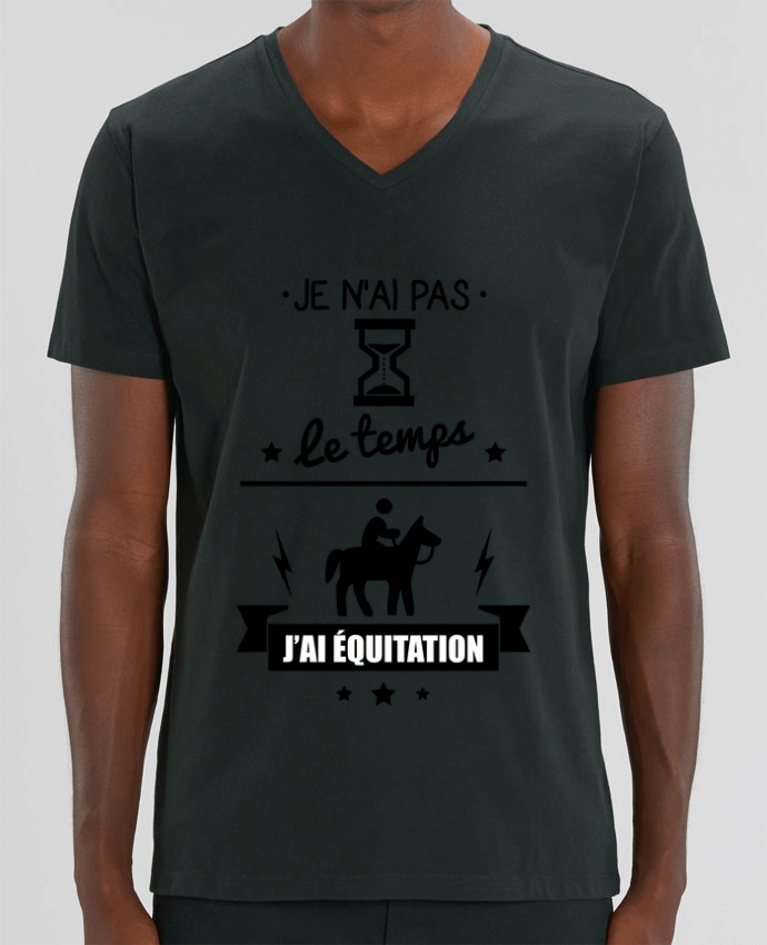 Camiseta Hombre Cuello V Stanley PRESENTER Je n'ai pas le temps j'ai équitation por Benichan