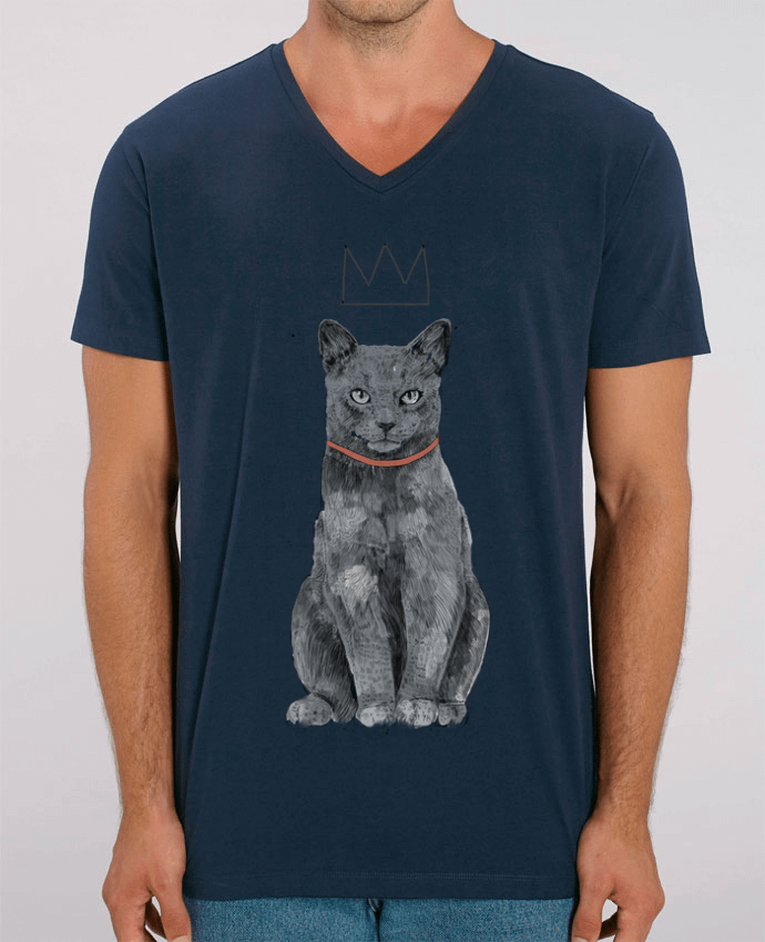 Men V-Neck T-shirt Stanley Presenter King Of Everything by Balàzs Solti