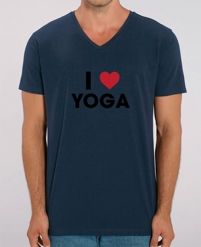 Men V-Neck T-shirt Stanley Presenter I love yoga by tunetoo