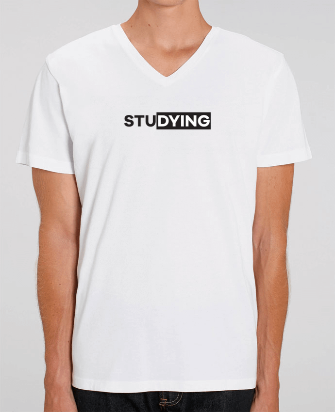 Men V-Neck T-shirt Stanley Presenter Studying by tunetoo