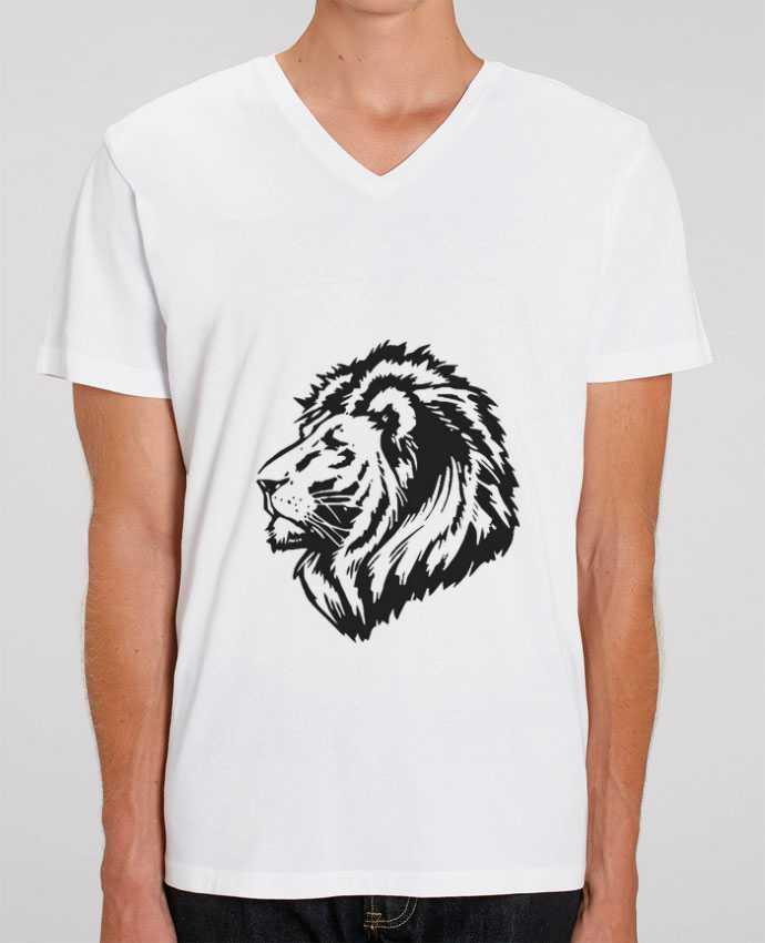 Men V-Neck T-shirt Stanley Presenter Proud Tribal Lion by Eleana