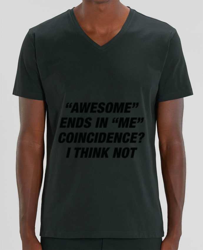 Men V-Neck T-shirt Stanley Presenter Awesome Ends With Me by Eleana