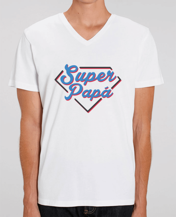 Men V-Neck T-shirt Stanley Presenter Super papá by tunetoo