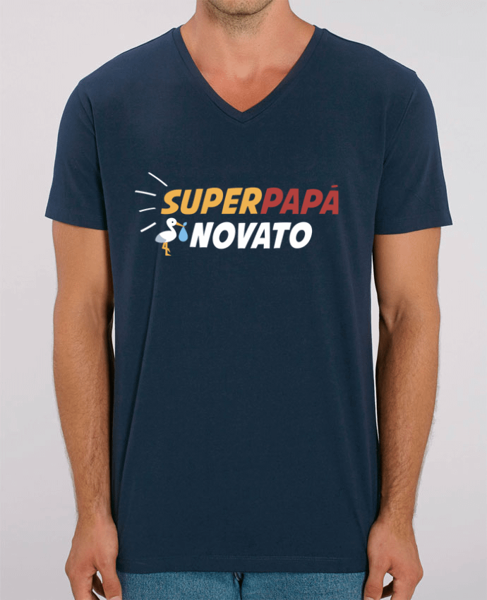 Camiseta Hombre Cuello V Stanley PRESENTER Superpapá novato por tunetoo