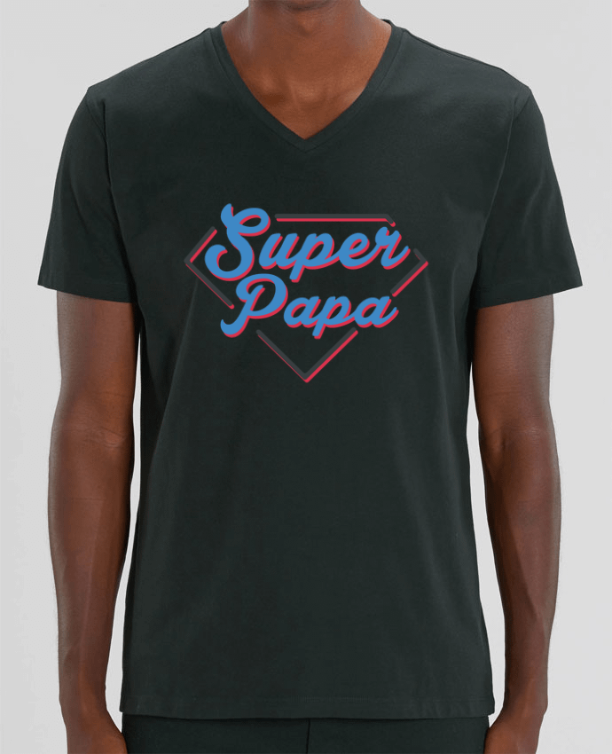 Men V-Neck T-shirt Stanley Presenter Super papa by tunetoo