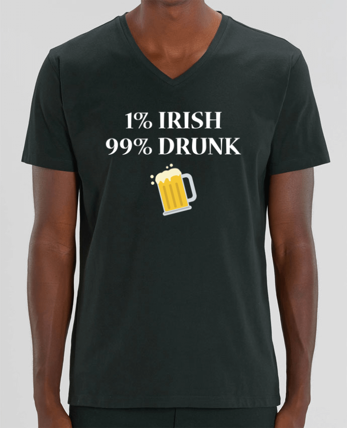 Tee Shirt Homme Col V Stanley PRESENTER 1% Irish 99% Drunk by tunetoo