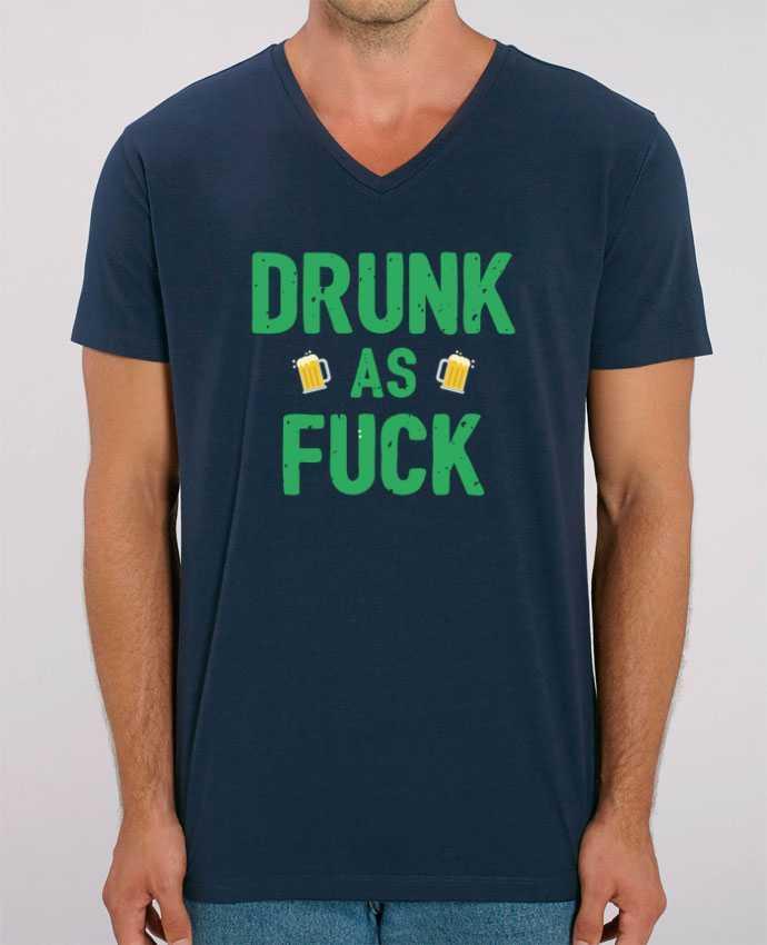Tee Shirt Homme Col V Stanley PRESENTER Drunk as fuck by tunetoo