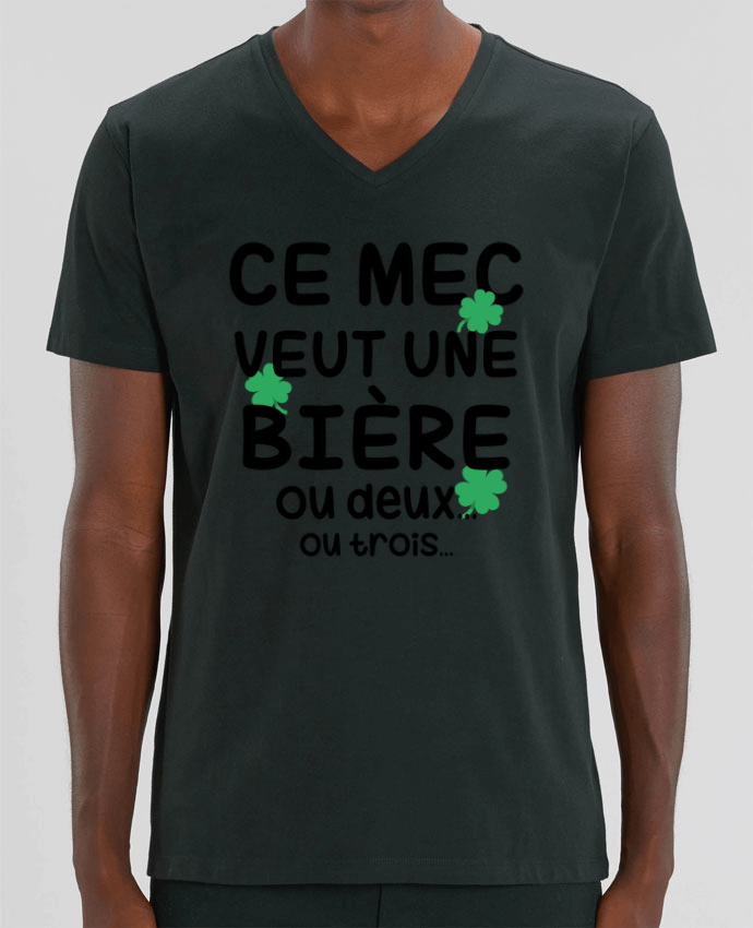 Tee Shirt Homme Col V Stanley PRESENTER Ce mec veut une bière ! by tunetoo