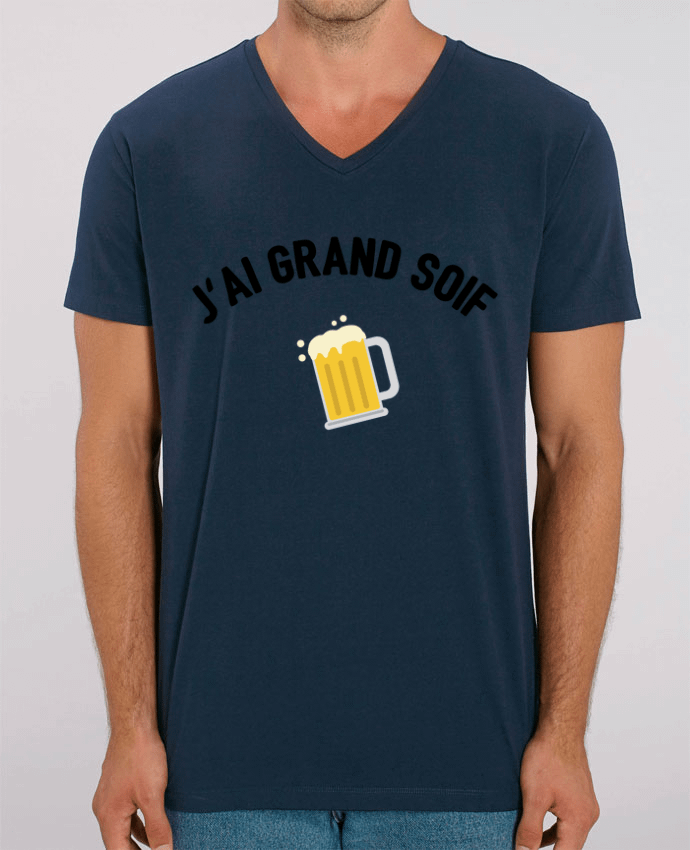 Men V-Neck T-shirt Stanley Presenter J'ai grand soif ! by tunetoo