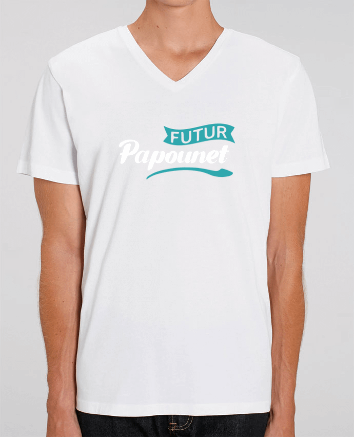 Tee Shirt Homme Col V Stanley PRESENTER Futur papounet cadeau by Original t-shirt