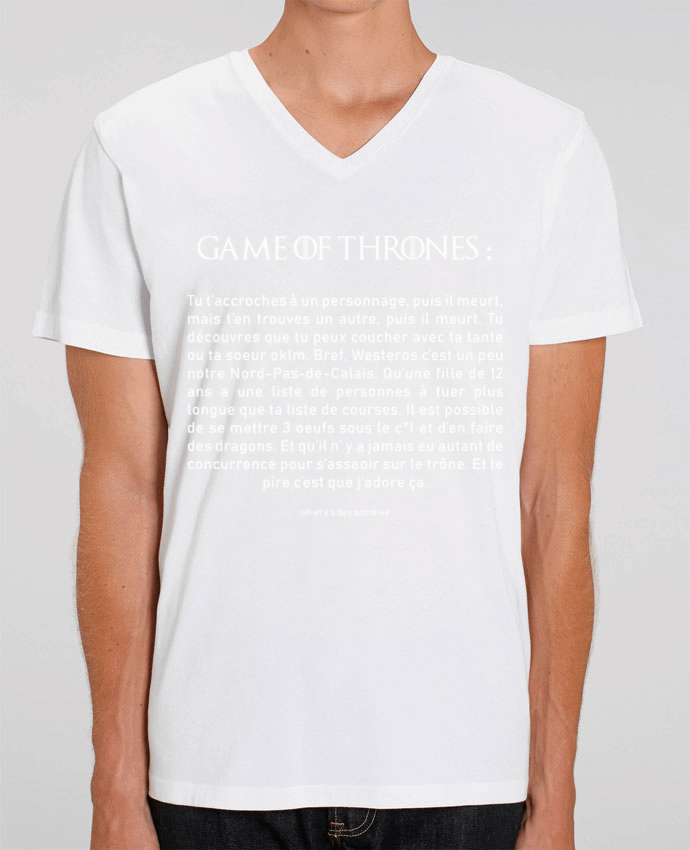 Men V-Neck T-shirt Stanley Presenter Résumé de Game of Thrones by tunetoo