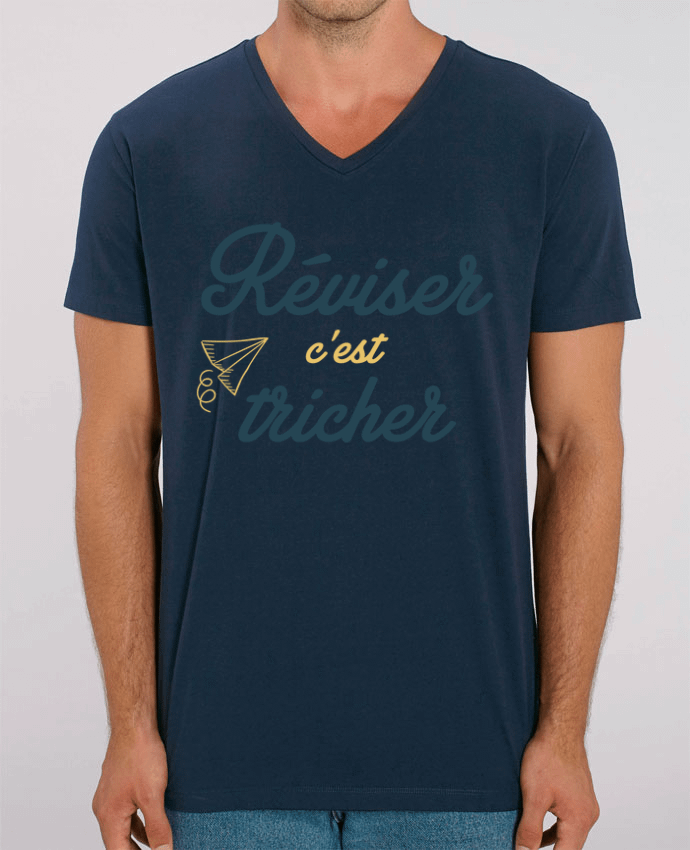 Men V-Neck T-shirt Stanley Presenter Réviser c'est tricher by tunetoo