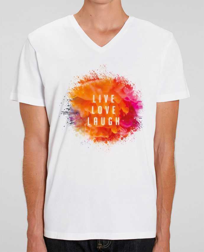 Camiseta Hombre Cuello V Stanley PRESENTER Live Love Laugh por Sonia Diao