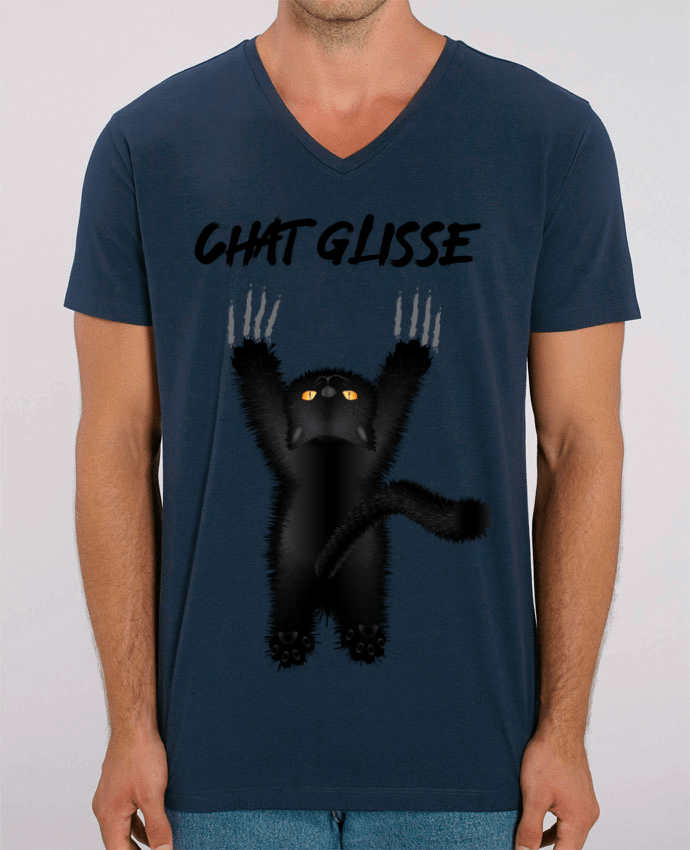 Men V-Neck T-shirt Stanley Presenter Chat Glisse by Nathéo