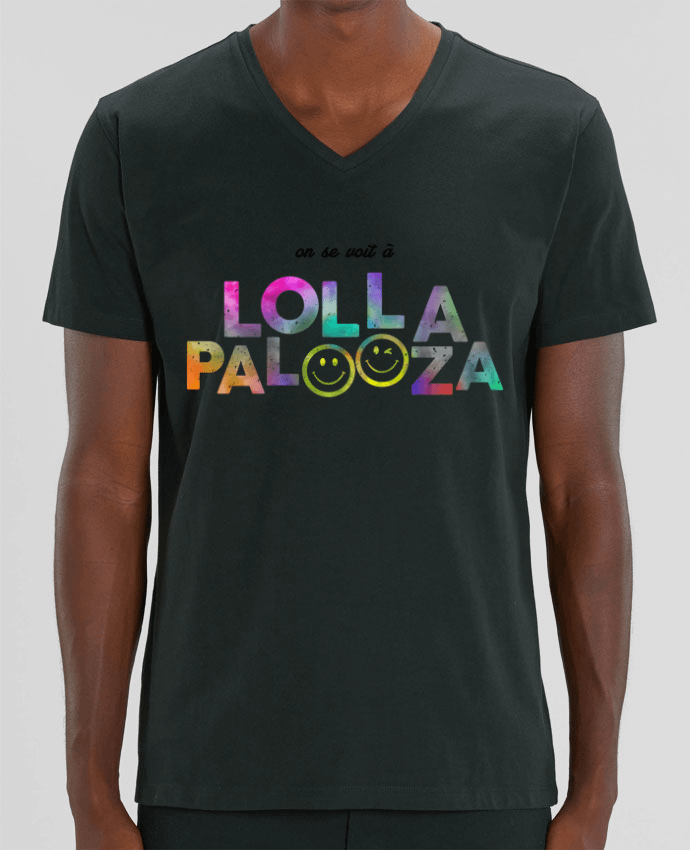 Men V-Neck T-shirt Stanley Presenter On se voit à Lollapalooza by tunetoo