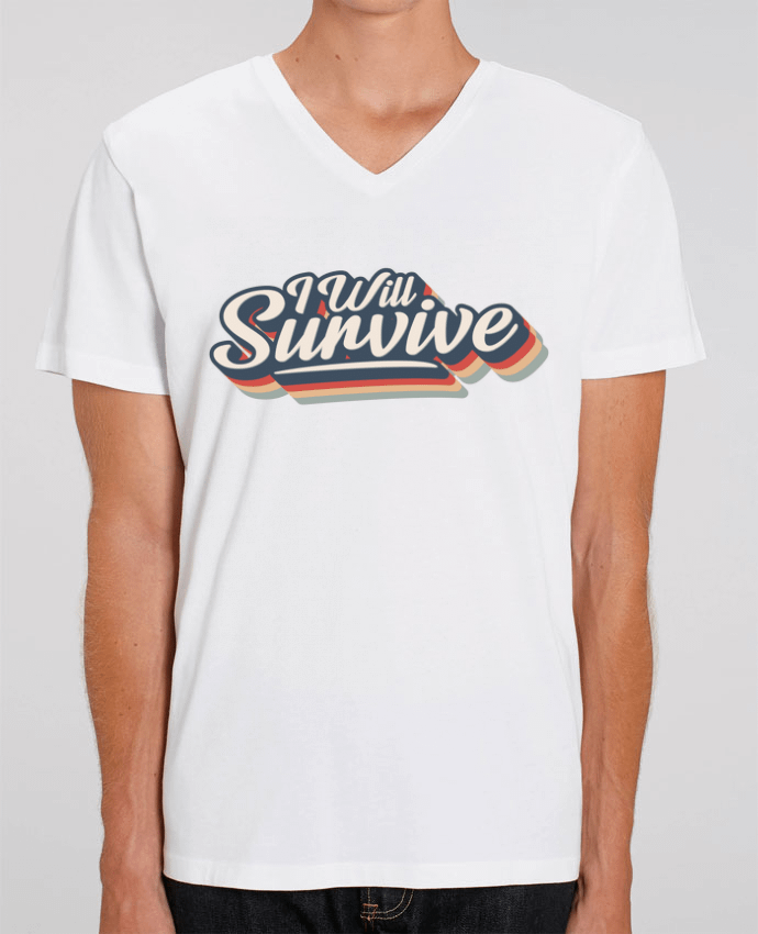 Tee Shirt Homme Col V Stanley PRESENTER I will survive by tunetoo