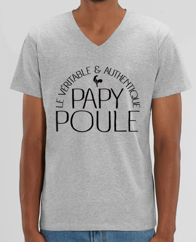 Tee Shirt Homme Col V Stanley PRESENTER Papy Poule by Freeyourshirt.com