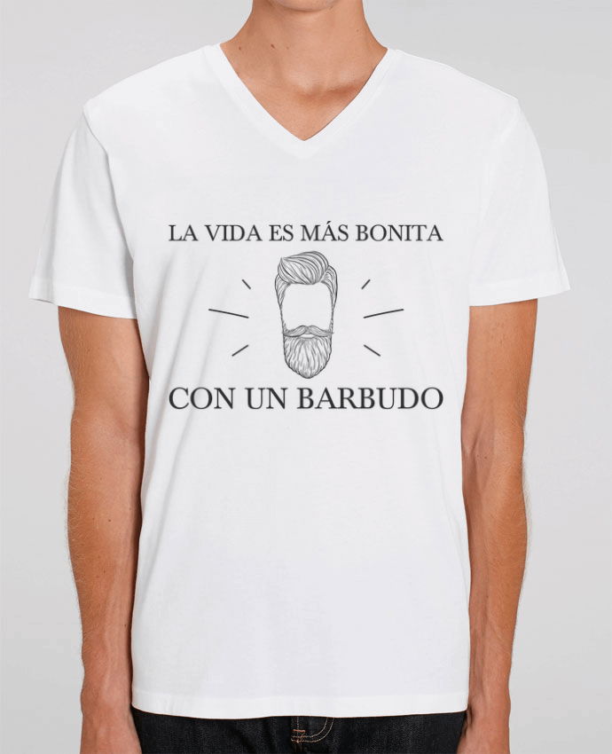 Men V-Neck T-shirt Stanley Presenter La vida es más bonita con un barbudo by tunetoo