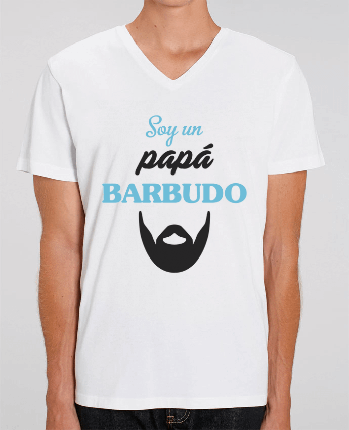 Tee Shirt Homme Col V Stanley PRESENTER Soy un papá barbudo by tunetoo