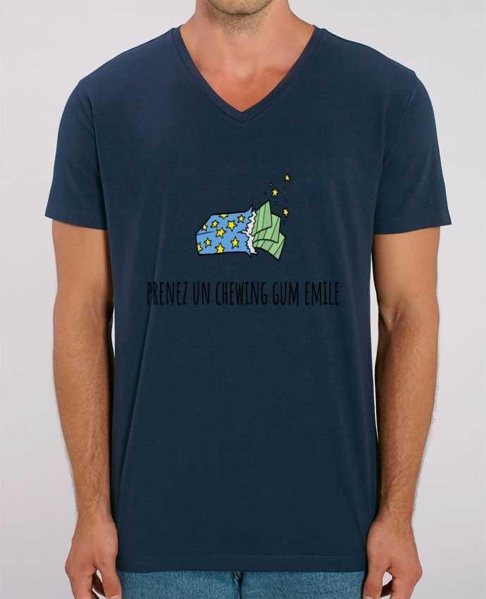 Camiseta Hombre Cuello V Stanley PRESENTER Prenez un chewing gum Emile, citation film la cité de la peur. por Mlle Coco