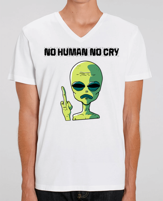 Men V-Neck T-shirt Stanley Presenter No human no cry by jorrie