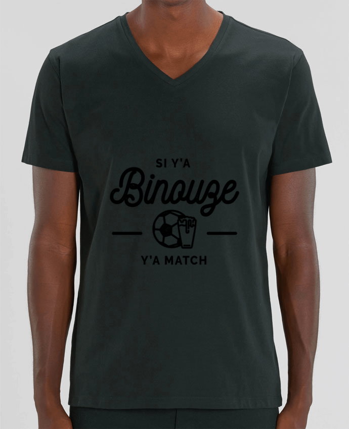 Tee Shirt Homme Col V Stanley PRESENTER Si y'a bineuse y'a match by Rustic