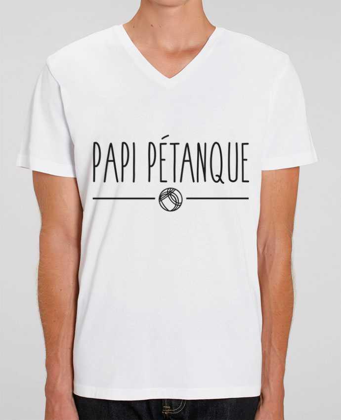 Tee Shirt Homme Col V Stanley PRESENTER Papi pétanque by FRENCHUP-MAYO