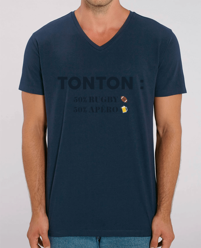 Tee Shirt Homme Col V Stanley PRESENTER Tonton 50% rugby 50% apéro by tunetoo