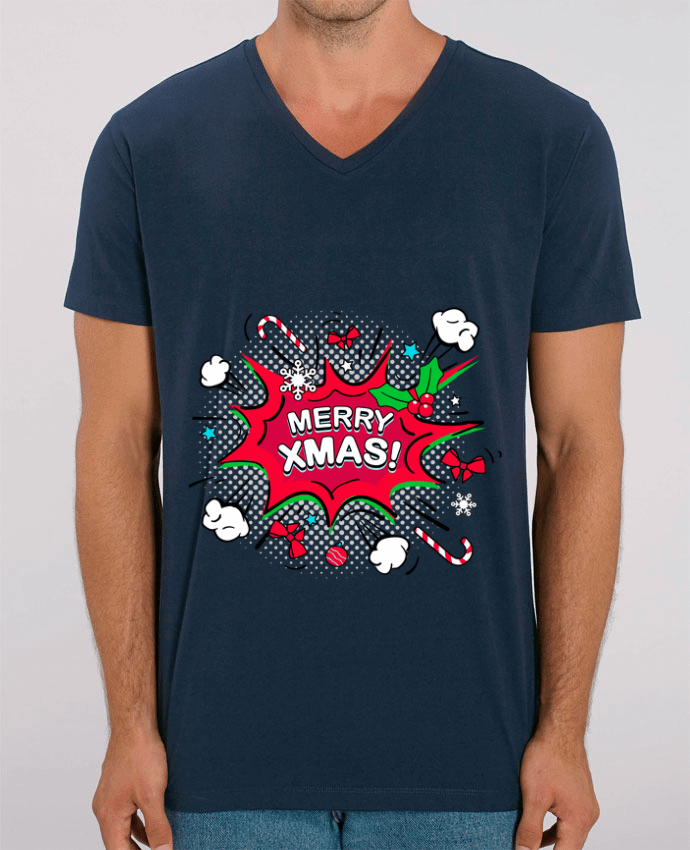 Camiseta Hombre Cuello V Stanley PRESENTER Merry XMAS por MAX AND MORE