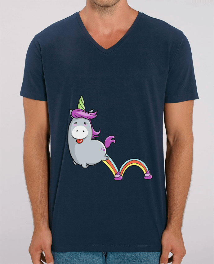 Tee Shirt Homme Col V Stanley PRESENTER Licorne sautillante by Tomi Ax - tomiax.fr