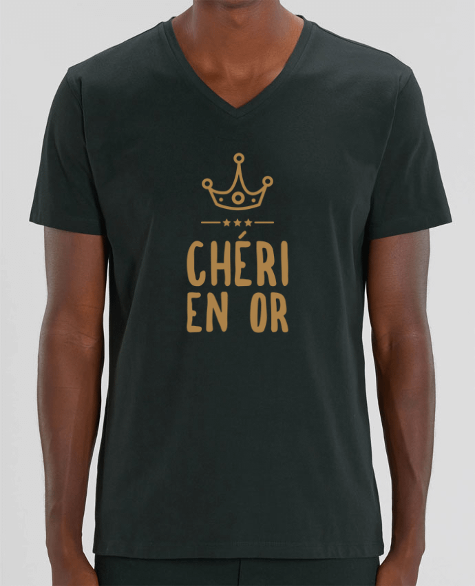 Tee Shirt Homme Col V Stanley PRESENTER Chéri en or by tunetoo