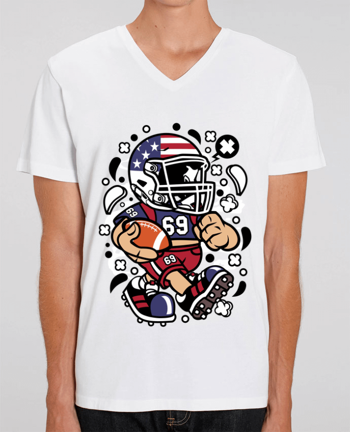 Camiseta Hombre Cuello V Stanley PRESENTER Football Américain Cartoon | By Kap Atelier Cartoon por Kap Atelier