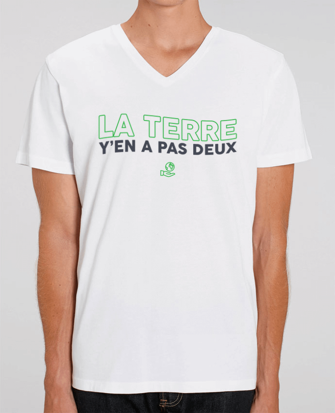 Men V-Neck T-shirt Stanley Presenter La Terre y'en a pas deux by tunetoo