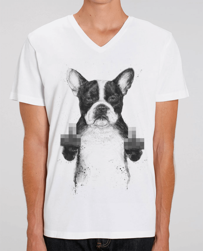 Tee Shirt Homme Col V Stanley PRESENTER Censored dog by Balàzs Solti