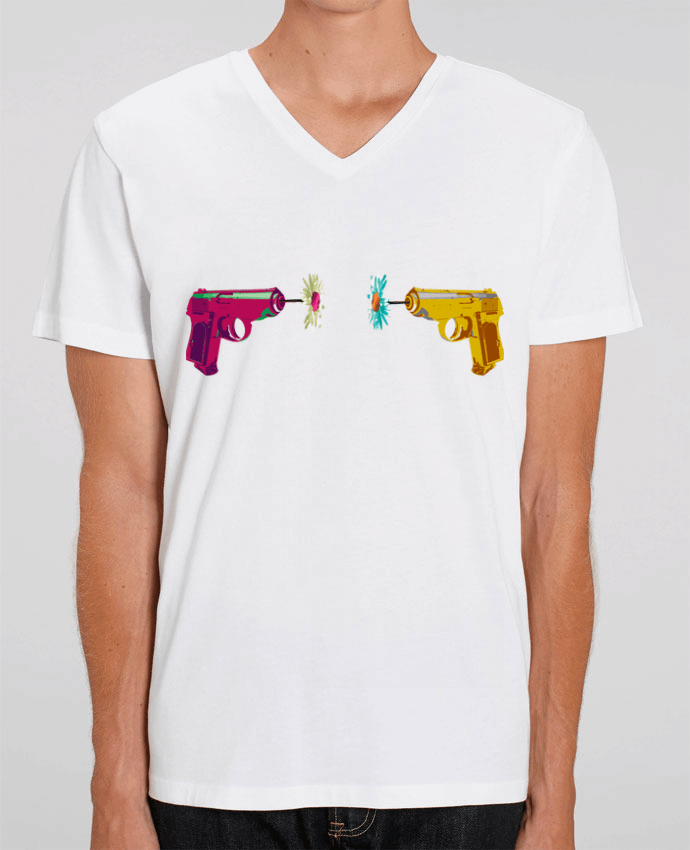 Men V-Neck T-shirt Stanley Presenter Guns and Daisies by alexnax