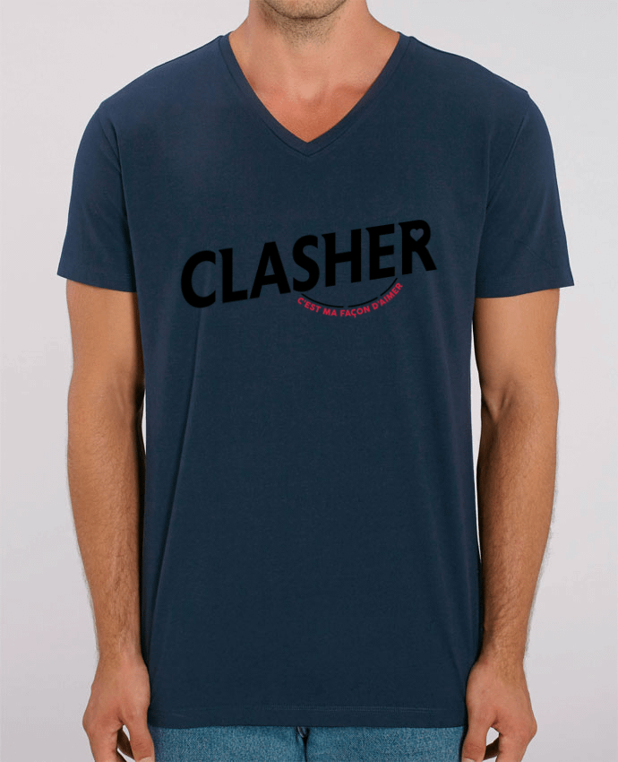 Tee Shirt Homme Col V Stanley PRESENTER Clasher c'est ma façon d'aimer by tunetoo