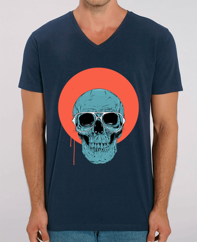 Men V-Neck T-shirt Stanley Presenter Blue skull by Balàzs Solti