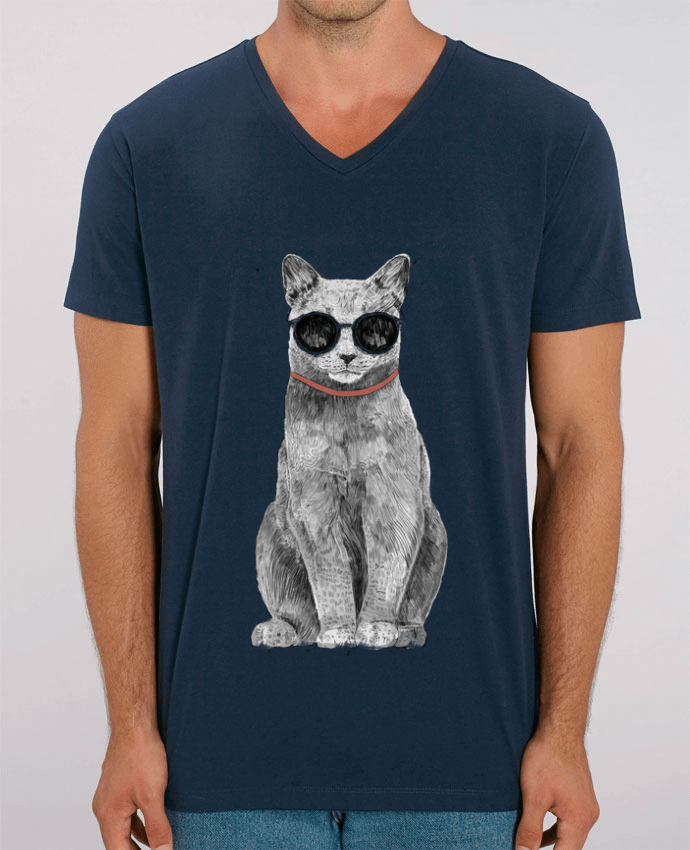 Men V-Neck T-shirt Stanley Presenter Summer Cat by Balàzs Solti