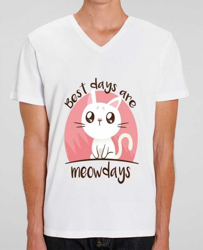 Tee Shirt Homme Col V Stanley PRESENTER Best days with Cat by cottonwander