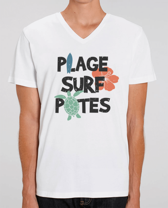 Camiseta Hombre Cuello V Stanley PRESENTER Plage Surf Potes por tunetoo