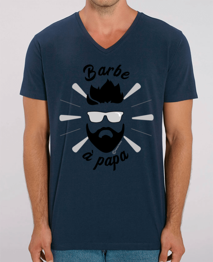 Tee Shirt Homme Col V Stanley PRESENTER Barbe à Papa by bigpapa-factory