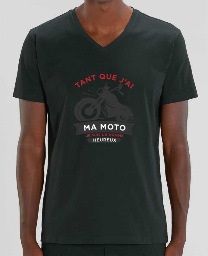 Camiseta Hombre Cuello V Stanley PRESENTER Tant que j'ai ma moto je suis un homme heureux por tunetoo